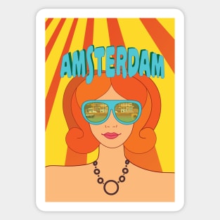 Amsterdam, Holland, Travel Poster Sticker